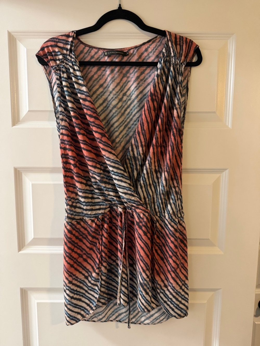Vix Women's Wrap Dress in Coral Stripe